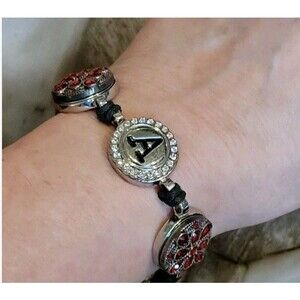 Jewel La La Snap Bracelet Ginger Snaps Interchangeable Initial A Red Crystals